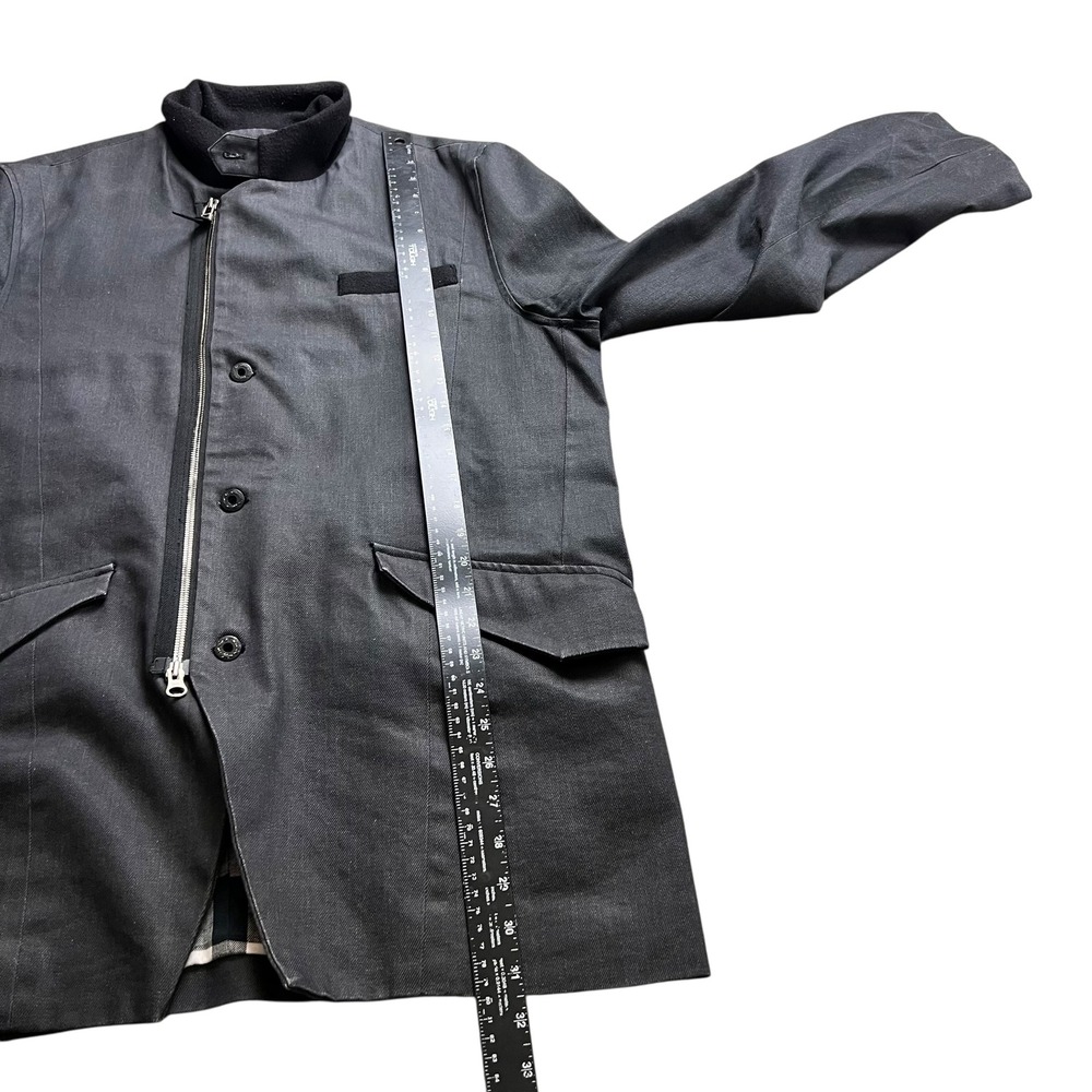 Rogan NYC Mens XL Gray Asymmetrical Zip Field Jacket Plaid Lined Cotton Twill - Picture 8 of 11